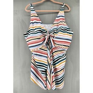Bloomchic Multicolored Striped  Swim Bathing Suit Top NWT Plus Size 28